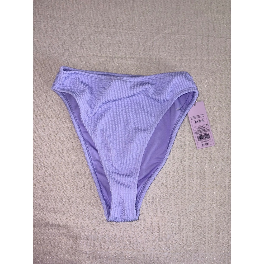 Wild Fable Bikini Bottoms XS Purple NEW High Waist Extra High Leg Cheeky Smocked